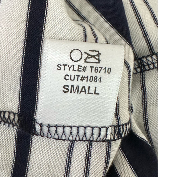 Glam off white navy blue short sleeves oversized knit top size small - Picture 5 of 11